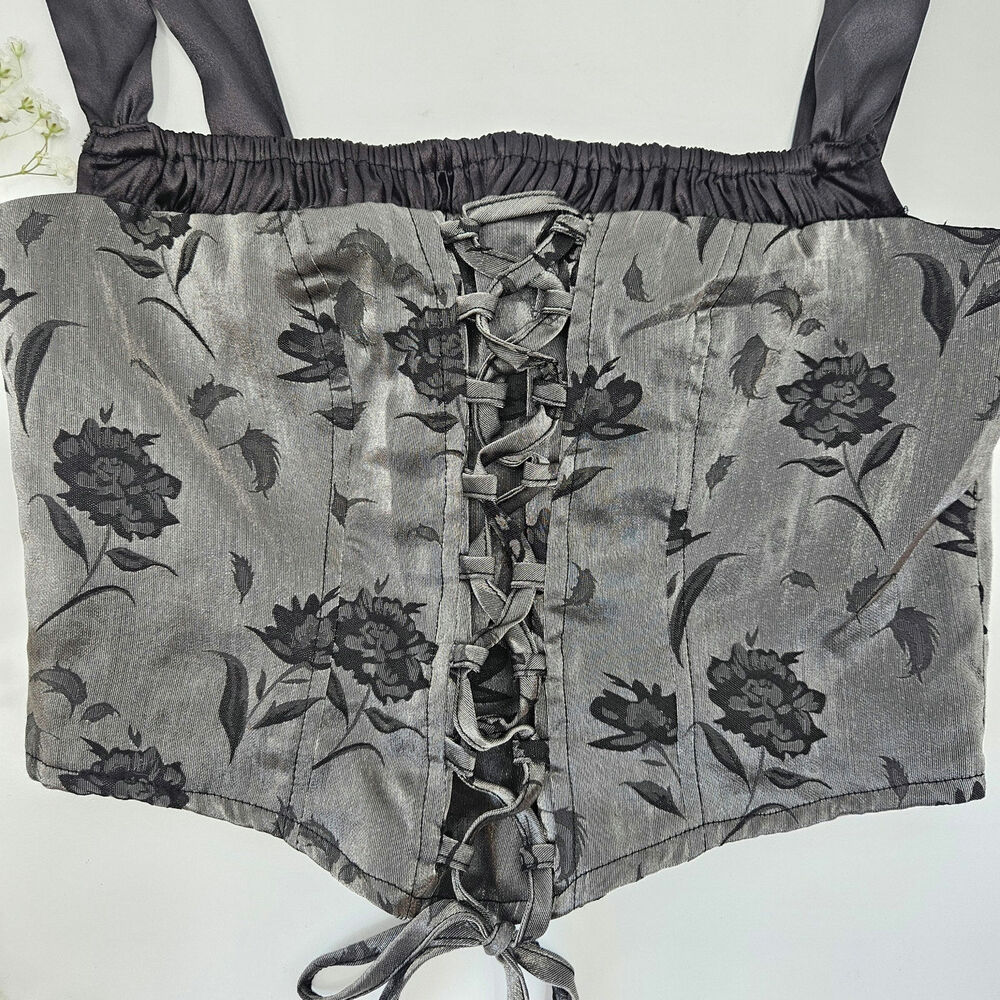 REVOLVE More to Come Celeste Corset Style Tie‎ Front Top in Black XS NEW - Picture 5 of 10